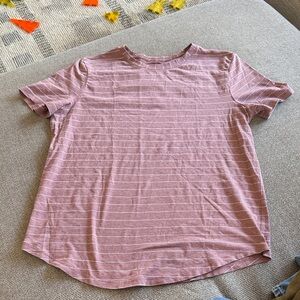 Lululemon Athletica Mauve Striped Short Sleeve Tee